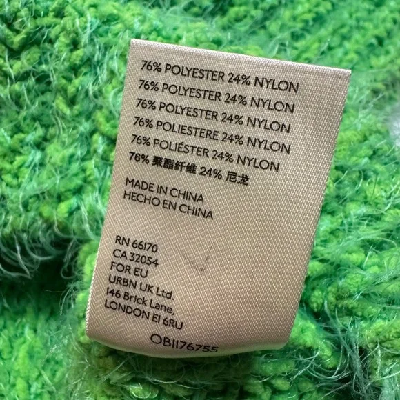 Free People Lime Green Mock Neck Fuzzy Knit Oversized Oasis Tunic Sweater XS FP - Picture 4 of 9